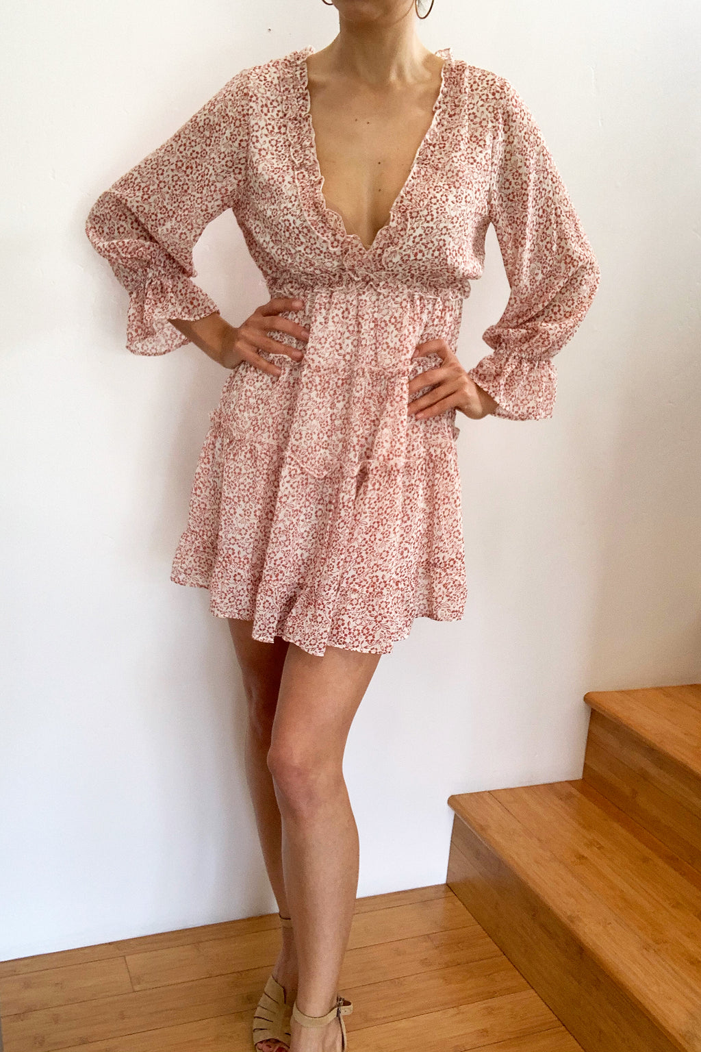 Carrizo Long Sleeve Mini Dress Brick