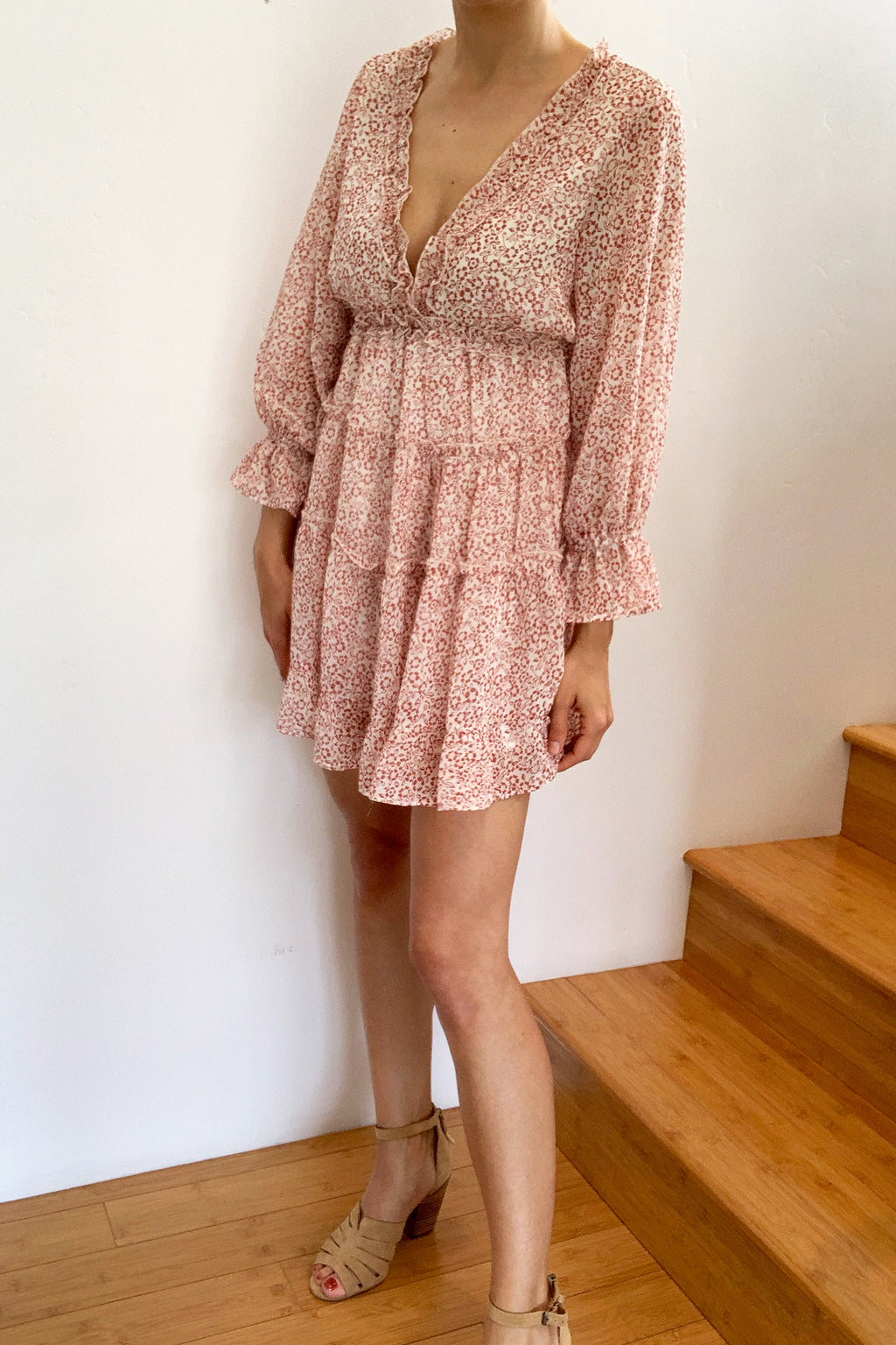 long sleeve cut out mini dress in brick Clothing : Mini Dresses : 'Lucinda' Mulberry Cutout Mini Dress