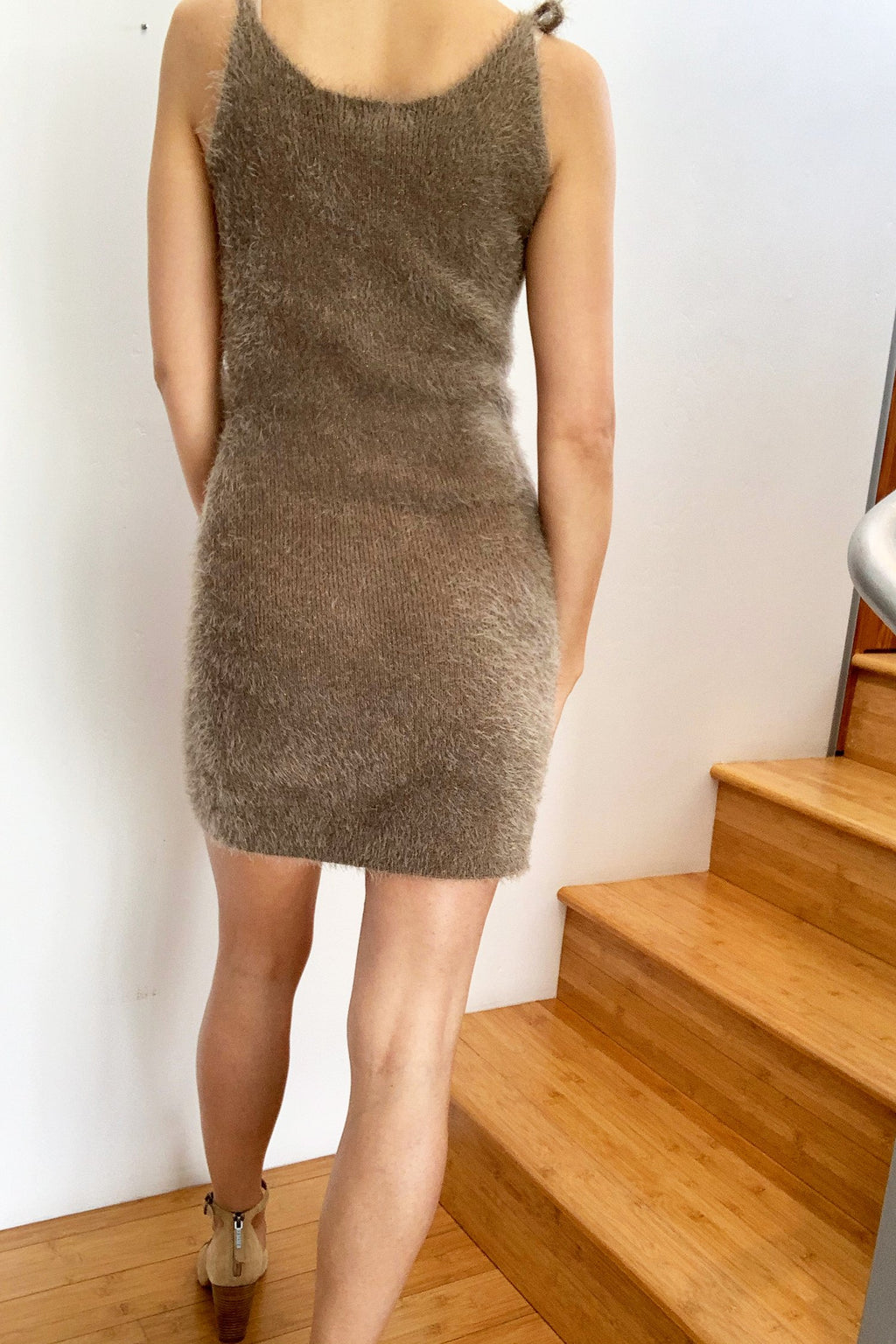 Snatched Waist Mini Dress - Mocha