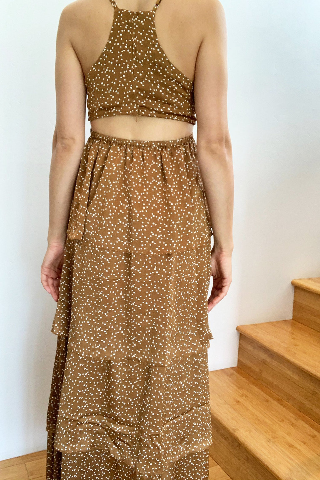 Malibu Polka Dot Maxi Dress Caramel Malibu Polka Dot Maxi Dress Caramel