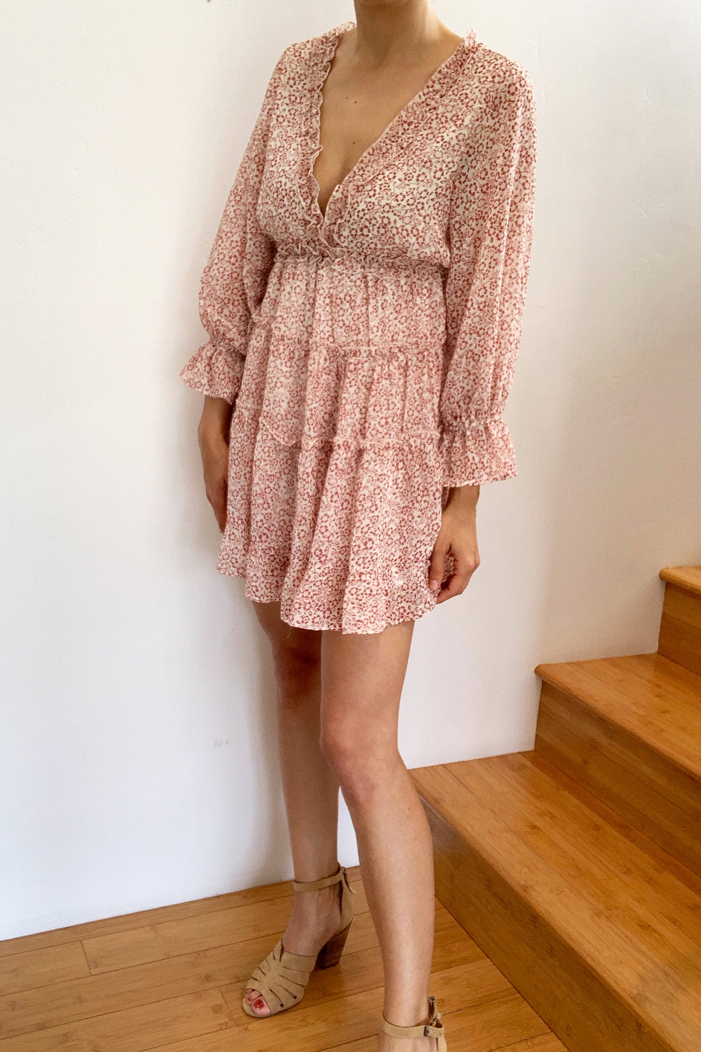 Carrizo Long Sleeve Mini Dress Brick