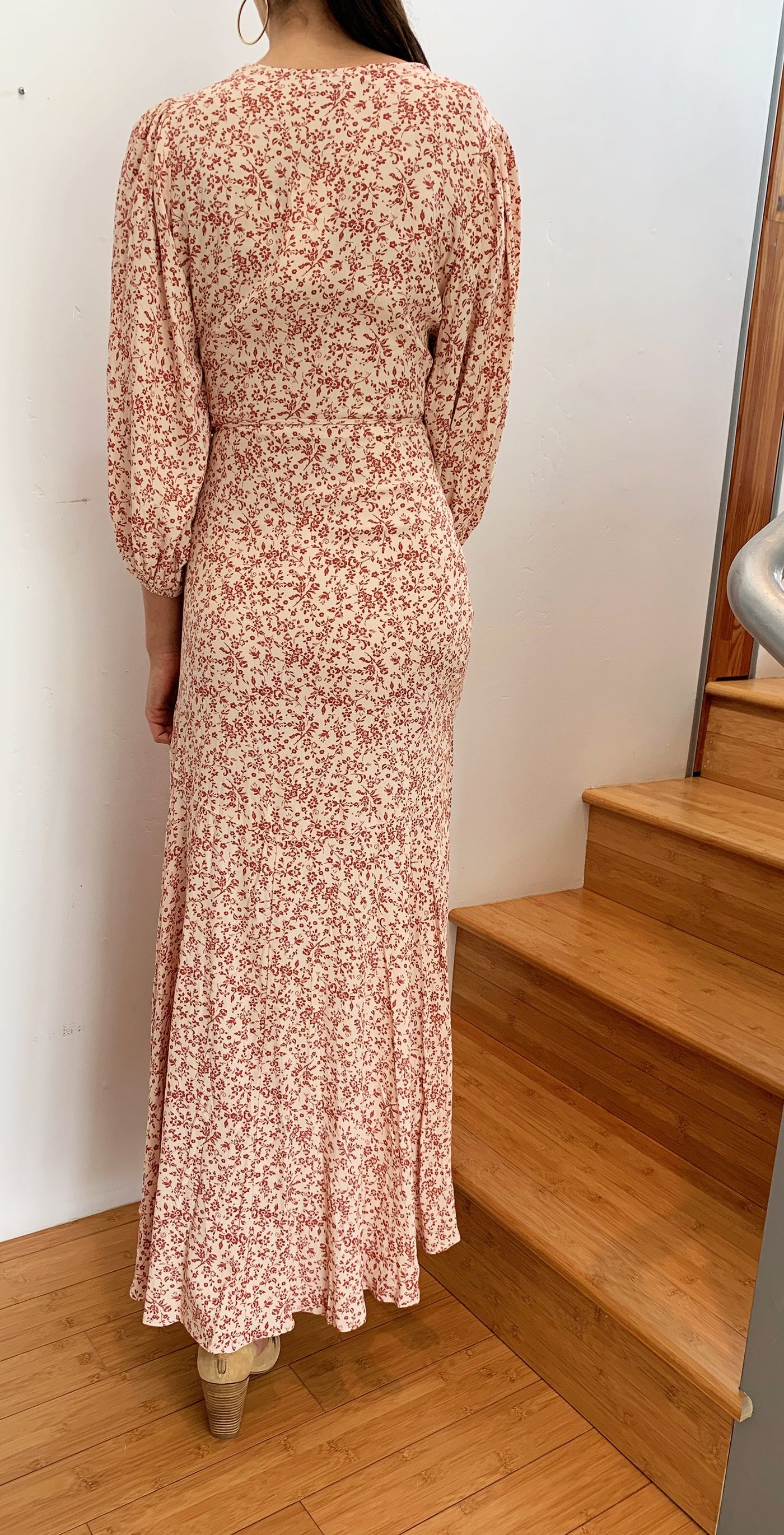 blush maxi dress with sleeves Carrizo Wrap Maxi Dress Blush