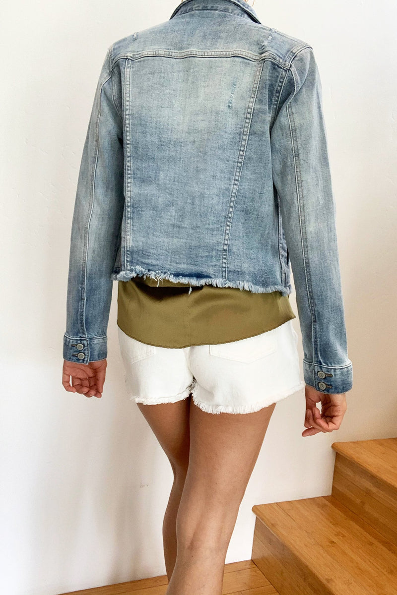 Cozumel Denim Raw Edge Shorts White