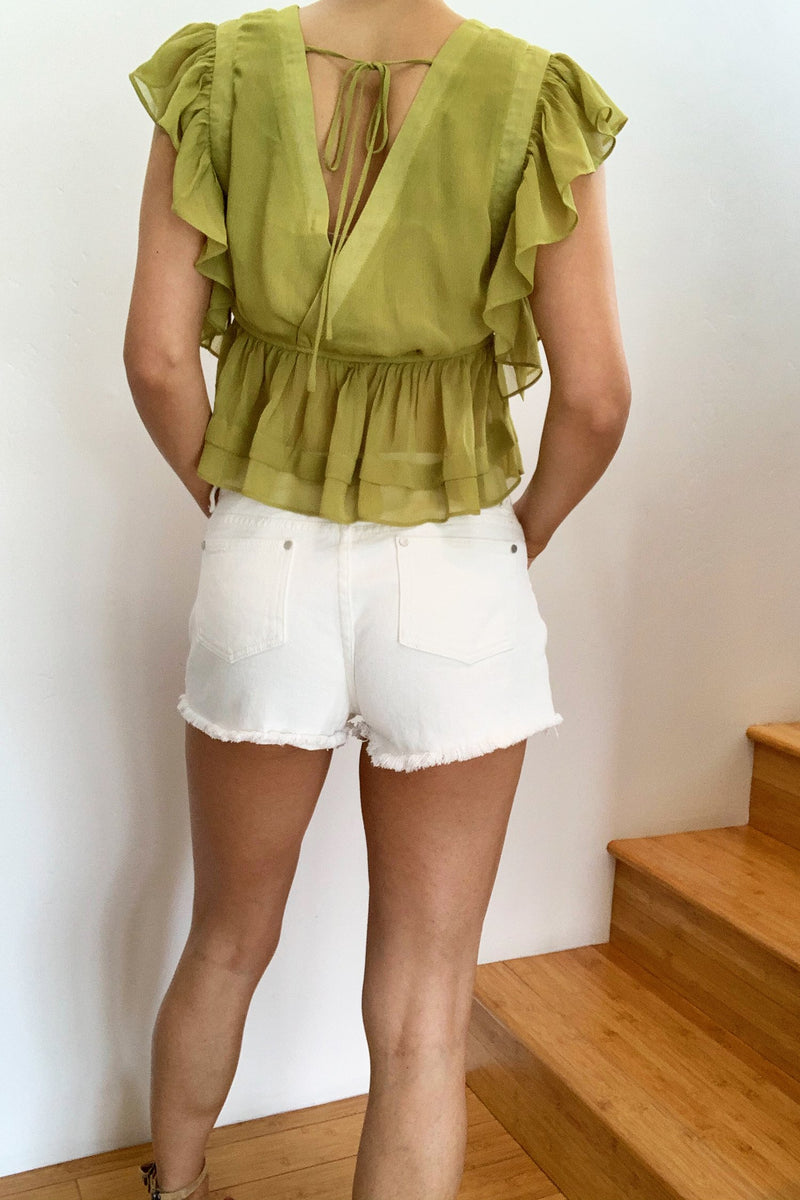 Malibu Crop Blouse Chartreuse