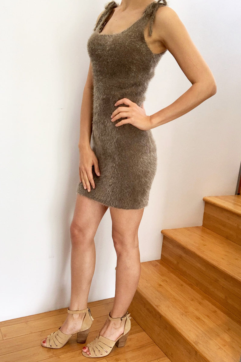 fuzzy mini dress Vibrant Pink Fuzzy Sleeveless Bodycon Mini Dress