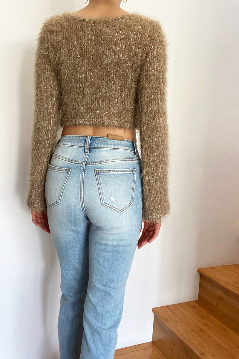 Rio Fluffy Crop Sweater Olive – Ela women's fashion