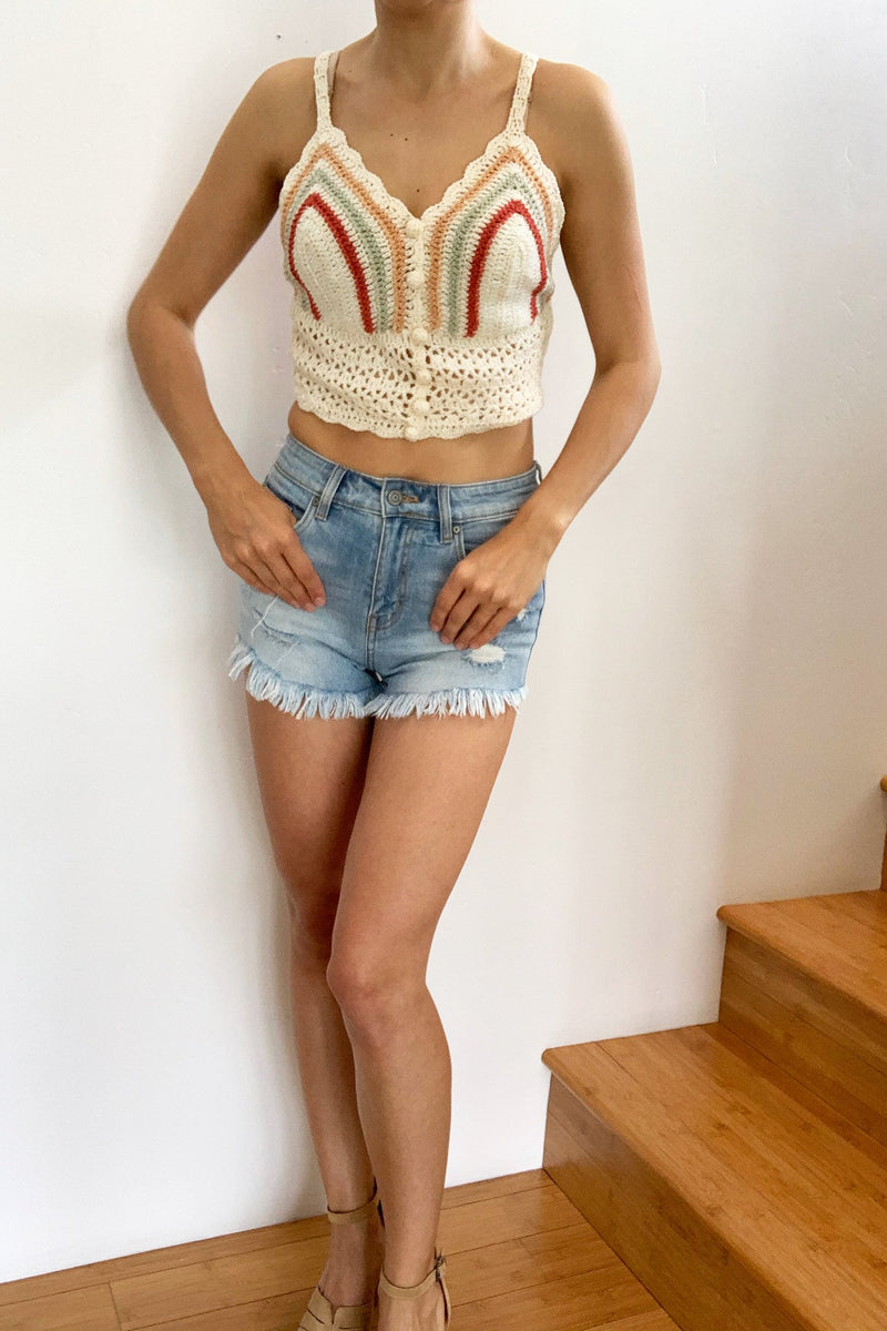 Rio Knit Crop Top Cream