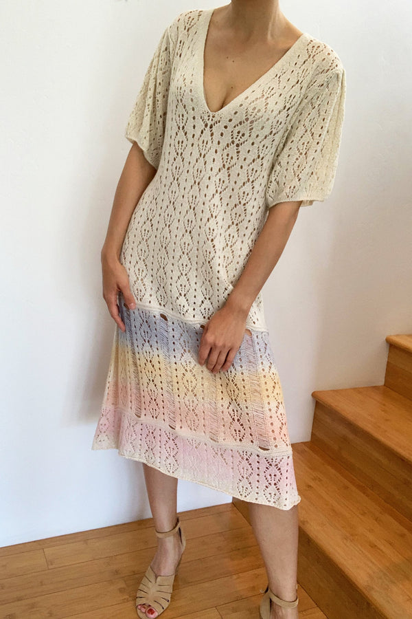 Rio Knit Midi Dress Natural Rainbow