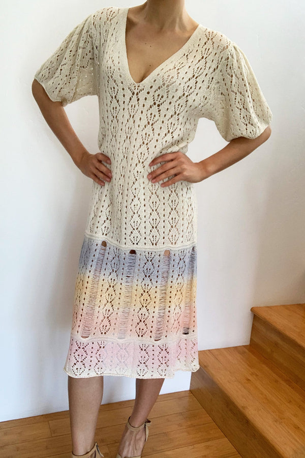 Rio Knit Midi Dress Natural Rainbow