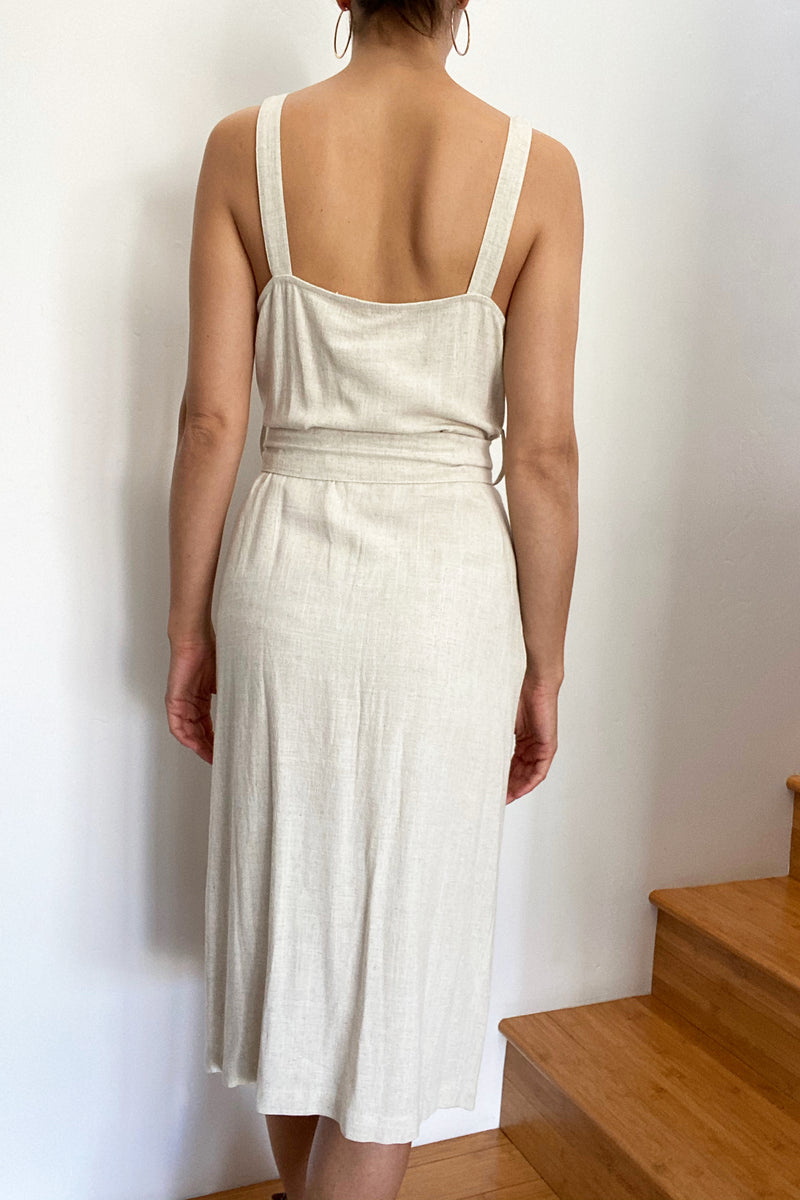 Santorini Button Front Midi Dress Greige Santorini Button Front Midi Dress Greige