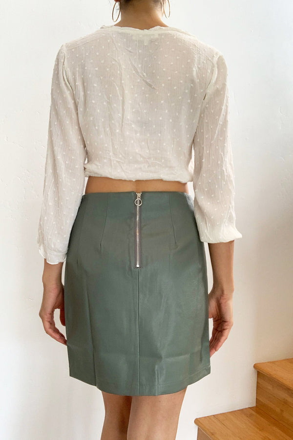 Santorini Cotton PU Mini Skirt Green