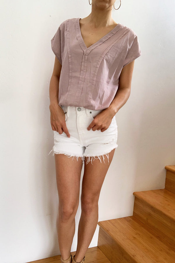 Santorini Cotton Raw Edge Top Dry Lilac