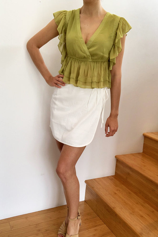 Santorini Cotton Wrap Mini Skirt Off White