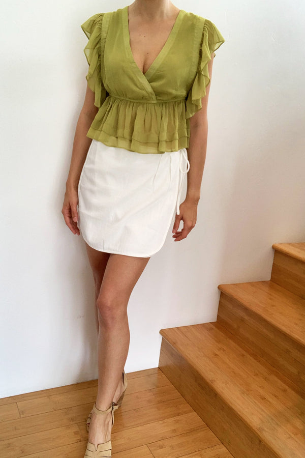 Santorini Cotton Wrap Mini Skirt Off White