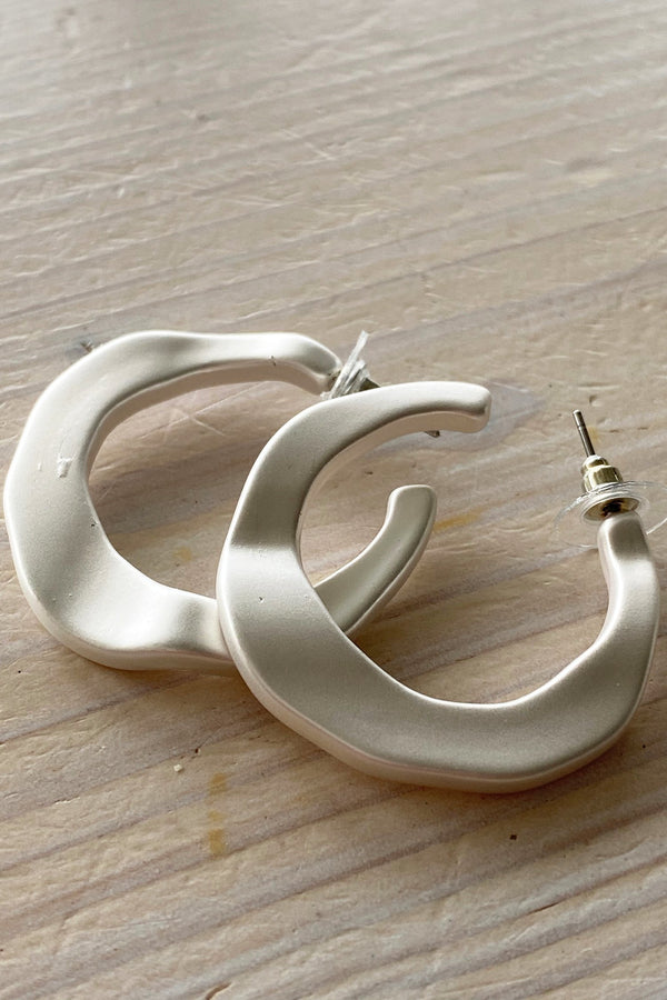 Earrings matte silver modern art